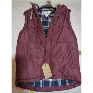 Weatherproof Vintage Flannel Lined Hooded Puffer Vest Men's SzSmall